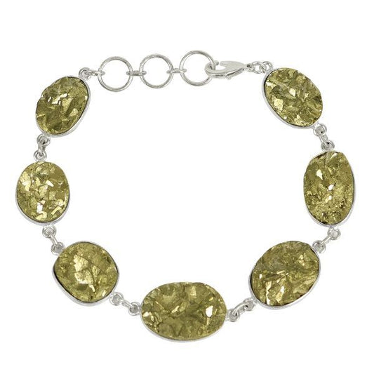 Natural Pyrite Original Stone Metal Bracelet for Unisex