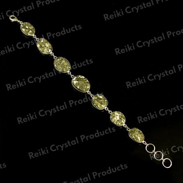 Natural Pyrite Original Stone Metal Bracelet for Unisex