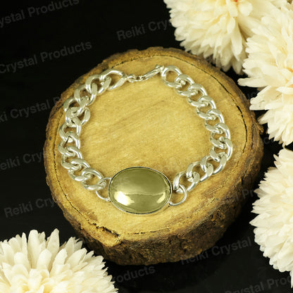 Natural Pyrite Gemstone Oval shape Bracelet For Boys