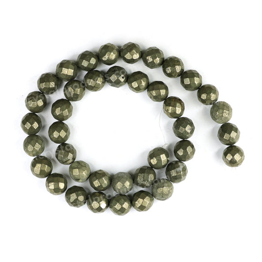 Pyrite 10 mm Faceted Loose Beads 35-40 pcs for Making Bracelet Mala Necklaces