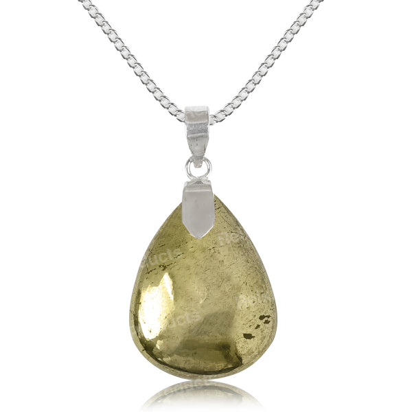 Natural Crystal Stone Drop Pendant with Metal Chain