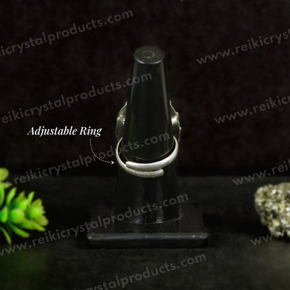 Certified Natural Pyrite Rough Crystal Stone Drop Design Adjustable Ring