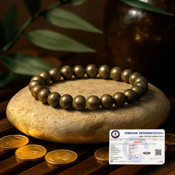 Certified Pyrite 8 mm Round Bead Bracelet
