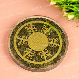Natural Pyrite Orgone Zibu Symbol Engraved Coaster,