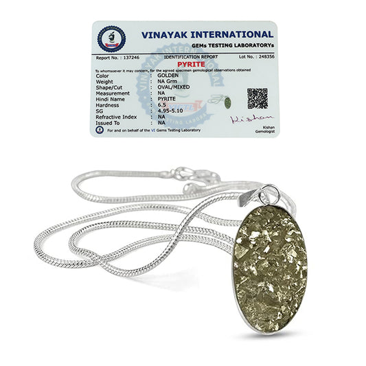 Certified AAA Quality Pyrite Oval Shape Rough Pendant With Chain