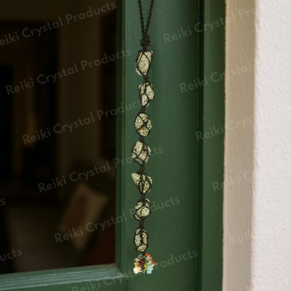 Natural Pyrite / 7 Chakra Tumble Stone Car Hanging / Door Hanging Accessories
