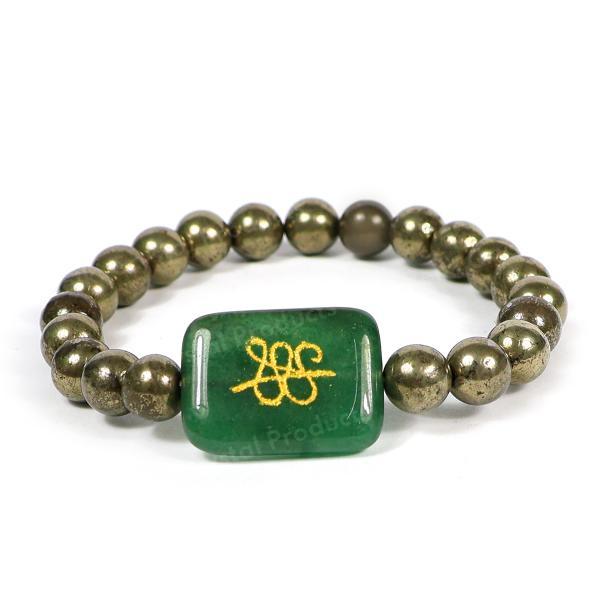 Natural Zibu Coin / Symbol 8 mm Round Beads Bracelet for Unisex