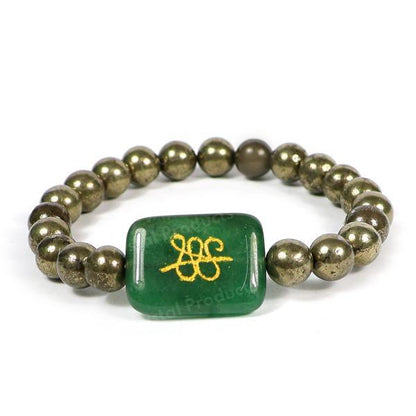 Natural Zibu Coin / Symbol 8 mm Round Beads Bracelet for Unisex