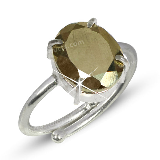 Natural Pyrite Crystal Stone Adjustable Ring for Unisex