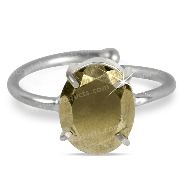 Certified Natural Pyrite Crystal Stone Adjustable Ring for Unisex