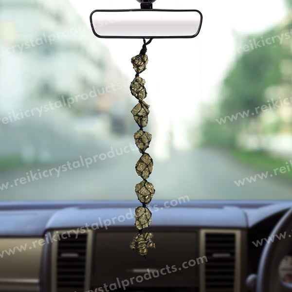 Natural Pyrite Rough Cluster Stone With Chip Vastu Door Hanging for Wealth