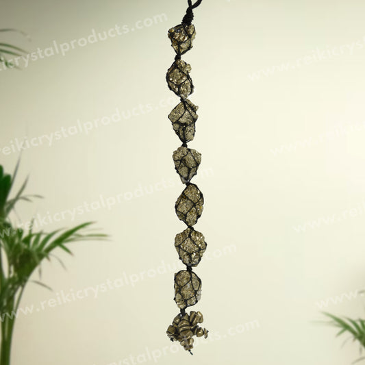 Natural Pyrite Rough Cluster Stone With Chip Vastu Door Hanging for Wealth