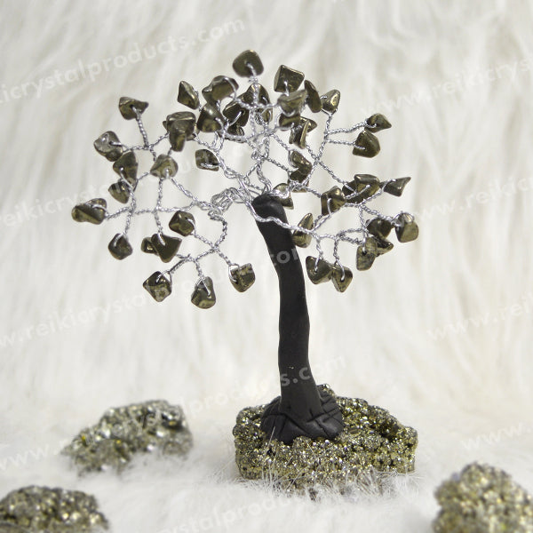 Natural Pyrite Small Chip Beads Tree with Pyrite Row Stone 90 mm