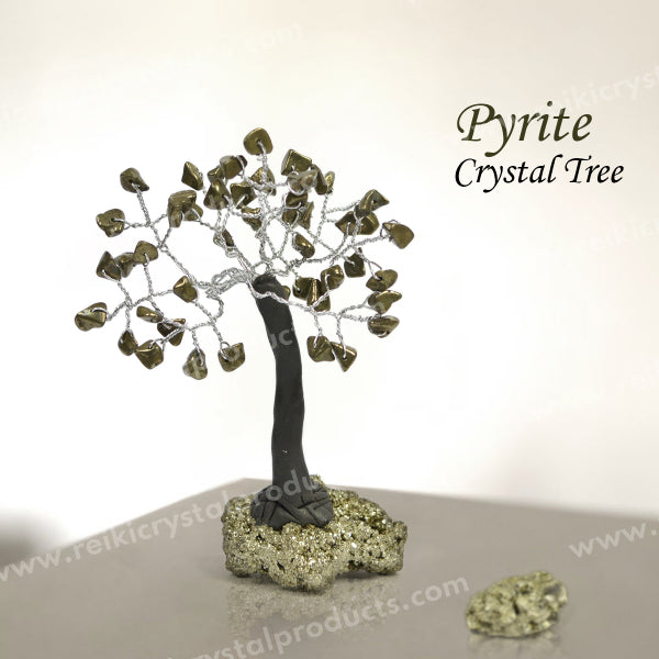 Natural Pyrite Small Chip Beads Tree with Pyrite Row Stone 90 mm