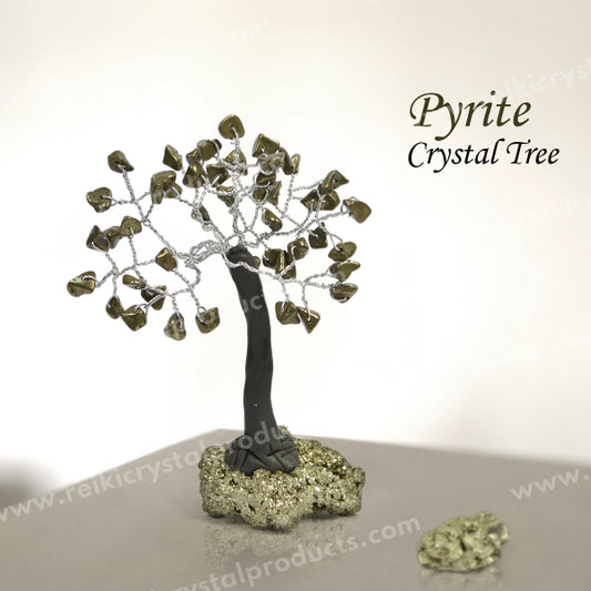 Natural Pyrite Small Chip Beads Tree with Pyrite Row Stone 90 mm