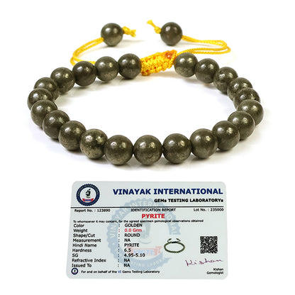 Certified Natural Single Line Stone Macrame Nylon Cord Adjustable 8 mm Bracelet for Unisex