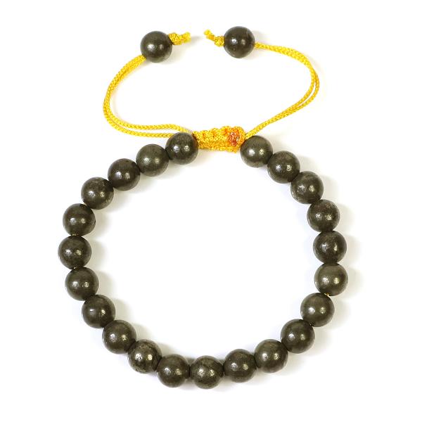 Natural Single Line Stone Macrame Nylon Cord Adjustable 8 mm Bracelet for Unisex