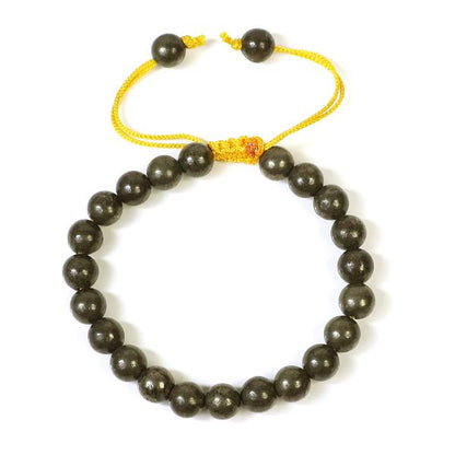 Natural Single Line Stone Macrame Nylon Cord Adjustable 8 mm Bracelet for Unisex