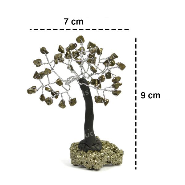 Natural Pyrite Small Chip Beads Tree with Pyrite Row Stone 90 mm