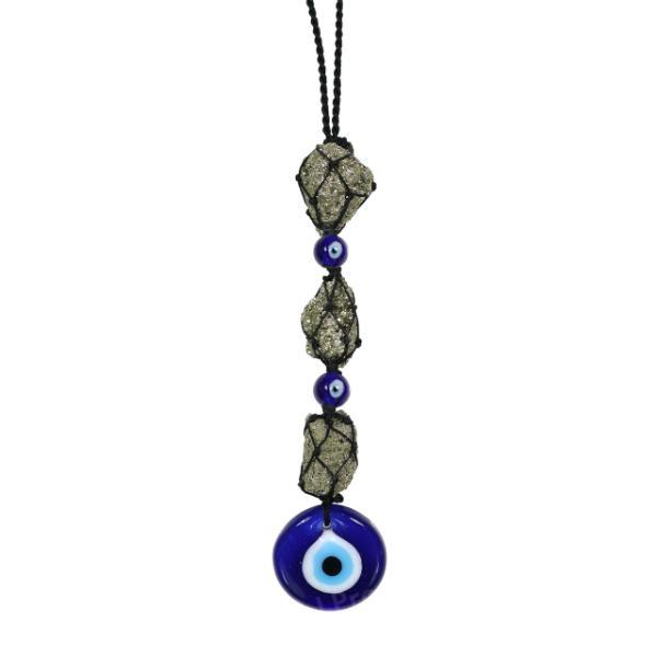 Natural Pyrite / Evil Eye Mix Tumble Stone Car Hanging / Door Hanging Accessories