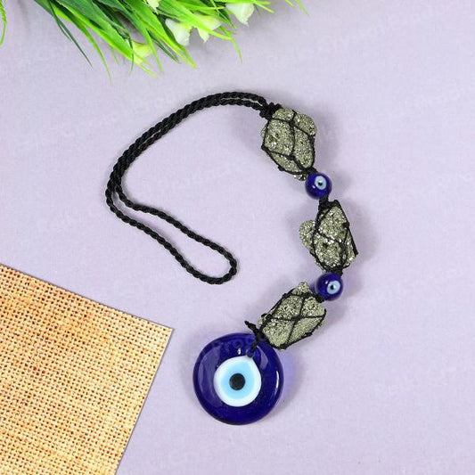 Natural Pyrite / Evil Eye Mix Tumble Stone Car Hanging / Door Hanging Accessories