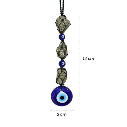 Natural Pyrite / Evil Eye Mix Tumble Stone Car Hanging / Door Hanging Accessories