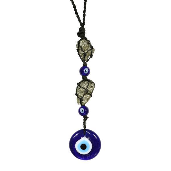 Natural Pyrite / Evil Eye Tumble Stone Car Hanging / Door Hanging Accessories
