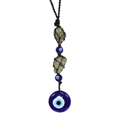Natural Pyrite / Evil Eye Tumble Stone Car Hanging / Door Hanging Accessories