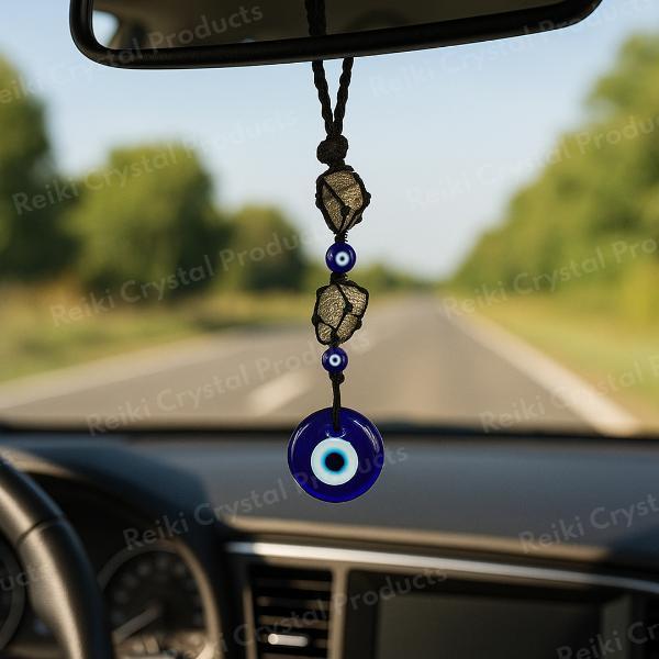 Natural Pyrite / Evil Eye Tumble Stone Car Hanging / Door Hanging Accessories