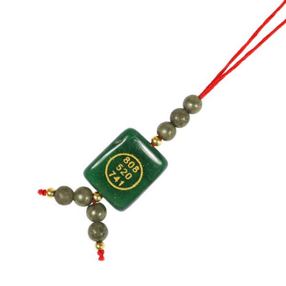 Rakhi Lumba Set Crystal Stone Pyrite with Green Aventurine Jade Zibu Coin Combo Rakhi Set for Bhaiya Bhabhi and Brother Sister (2 Pc) | Reiki Energized Raksha Bandhan Rakhi for Prosperity, Good Luck & Family Bonding