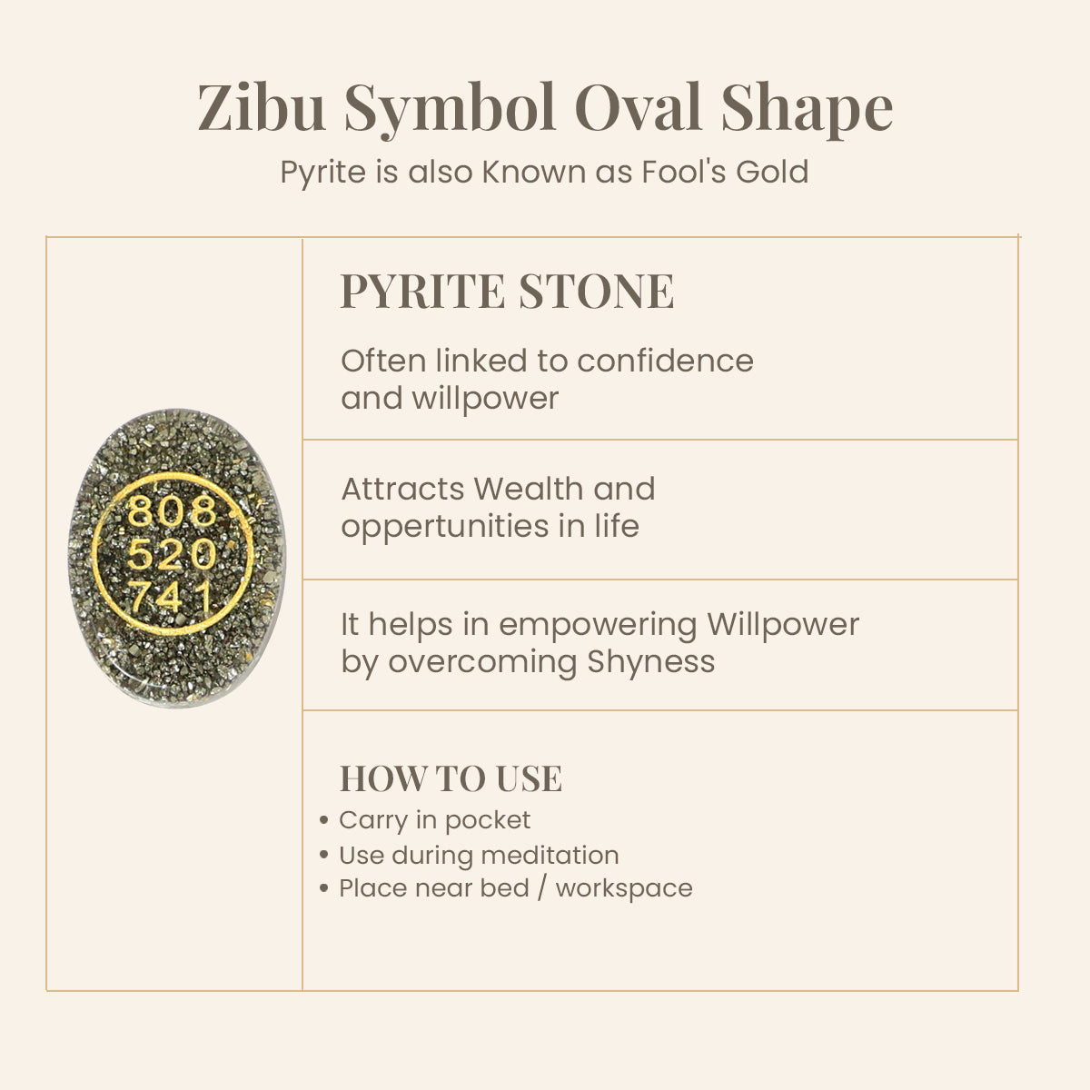 Orgone Zibu Symbol Money Switch Word Pyrite Cabochon Pack of 2