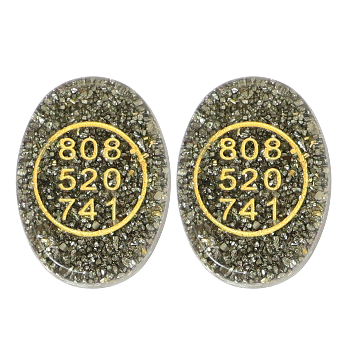 Orgone Zibu Symbol Money Switch Word Pyrite Cabochon Pack of 2