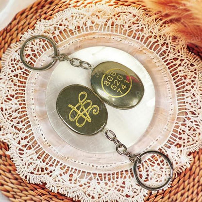 Pyrite Zibu Symbol Key chain for Money Symbol Keychain- 2Pc