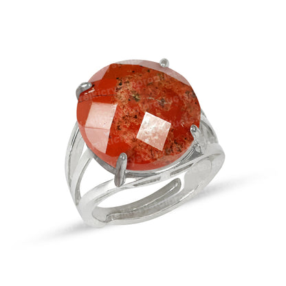 Natural Crystal Gemstone Adjustable Ring Round Cutting Shape Ring