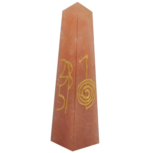 Red Aventurine Reiki Symbol Engraved Tower / Pencil / Obelisks-50-55 mm