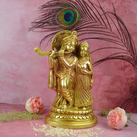 Standing Brass Lord Radha Krishna Idol Weight 800 Gram