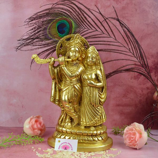 Standing Brass Lord Radha Krishna Idol Weight 800 Gram