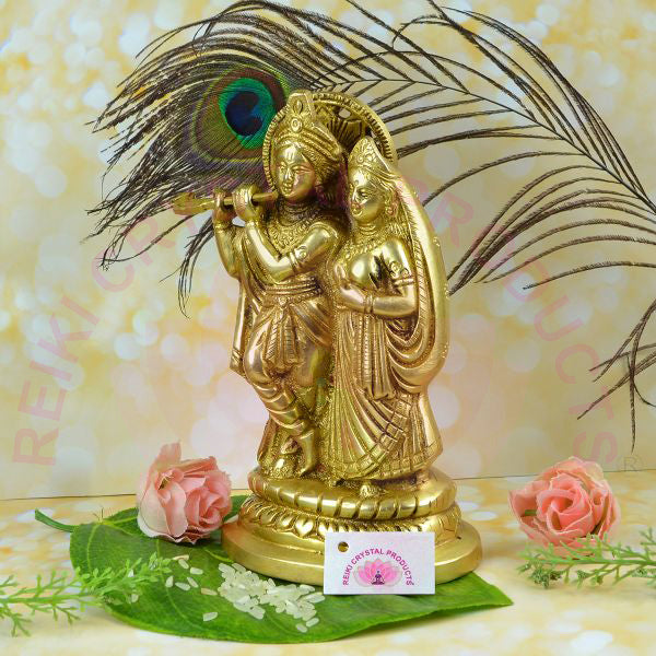 Standing Brass Lord Radha Krishna Idol Weight 800 Gram