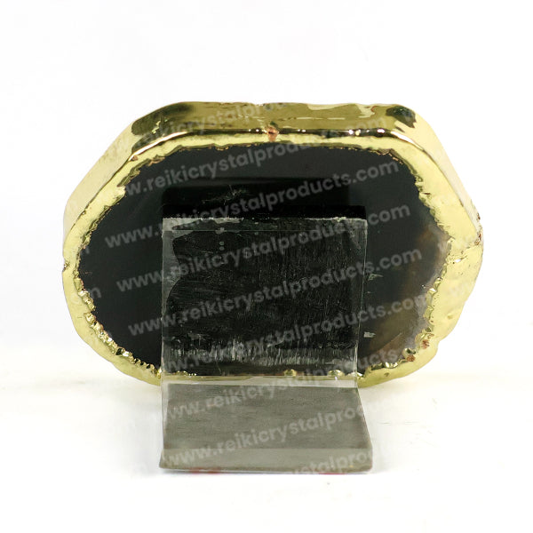 Crystal Stone Agate Radhe Radhe Symbol Sileces & Coaster for Table Decoration