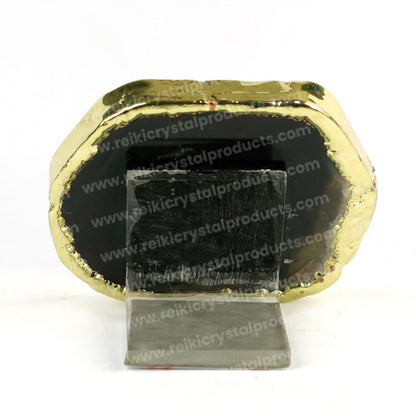 Crystal Stone Agate Radhe Radhe Symbol Sileces & Coaster for Table Decoration