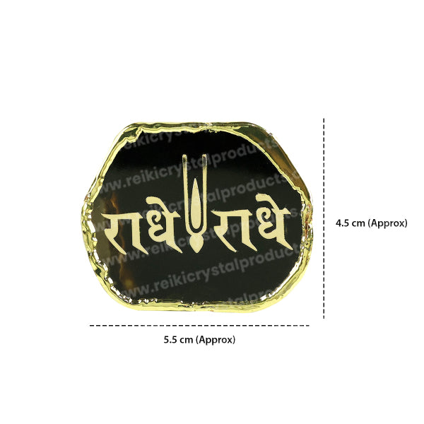 Crystal Stone Agate Radhe Radhe Symbol Sileces & Coaster for Table Decoration