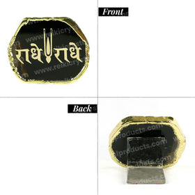 Crystal Stone Agate Radhe Radhe Symbol Sileces & Coaster for Table Decoration