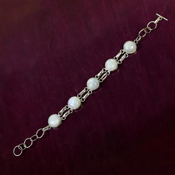 Natural Rainbow Moonstone Adjustable Bracelet for Unisex