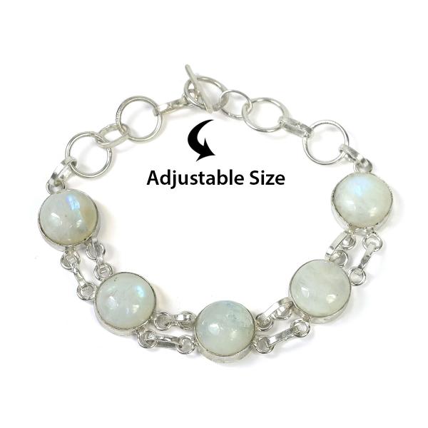 Natural Rainbow Moonstone Adjustable Bracelet for Unisex