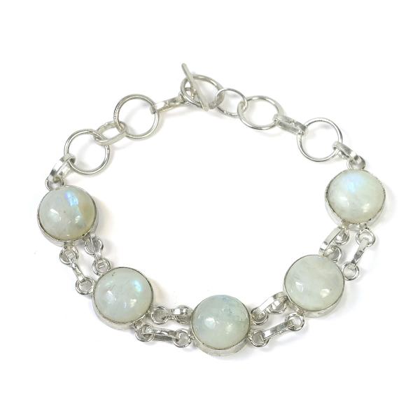 Natural Rainbow Moonstone Adjustable Bracelet for Unisex