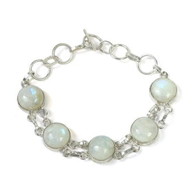 Natural Rainbow Moonstone Adjustable Bracelet for Unisex