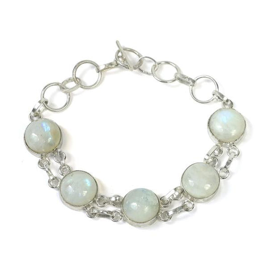 Natural Rainbow Moonstone Adjustable Bracelet for Unisex