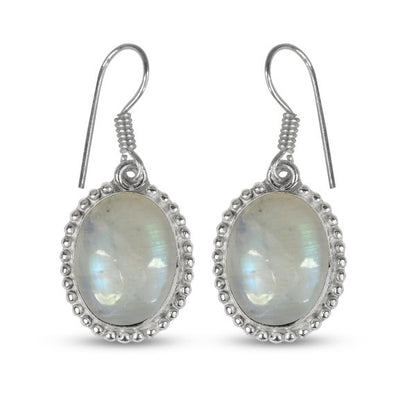 Rainbow Moonstone Crystal Stone Oval Shape Earring