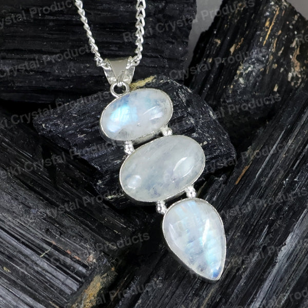 Natural Crystal Stone Pendant - Locket with Metal Chain