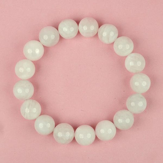Natural Rainbow Moonstone 12 mm Round Beads Bracelet